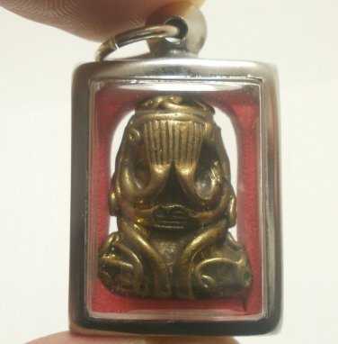 PIDTAWAN PIDTA PITTA CLOSE EYES EARS ANUS THAI YANT BUDDHA BRASS AMULET PENDANT