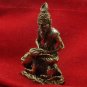 THAI MINI BRASS AMULET PORGAE LERSI HERMIT GURU SIT ON MAGIC TIGER SUCCESS CHARM