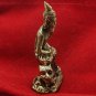 THAI MINI BRASS AMULET PORGAE LERSI HERMIT GURU SIT ON MAGIC TIGER SUCCESS CHARM