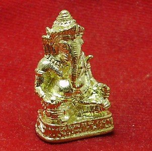 LORD GANESH OM GANESHA HINDU MINI BRASS STATUE SUCCESS & REMOVE OBSTACLES AMULET