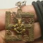 LORD GANESH GANESHA GOD OHM OM TRIMURTI HINDU BRASS AMULET RARE PENDANT NECKLACE