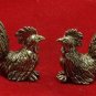 DUO CHICKEN ROOSTER HEN LUCKY RICH THAI MINI BRASS AMULET THAILAND NICE ART GIFT
