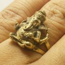 BRASS MEN RING OM SHRI GANESH LORD GANESHA GOD HINDU AMULET SUCCESS WIN OBSTACLE