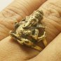 BRASS MEN RING OM SHRI GANESH LORD GANESHA GOD HINDU AMULET SUCCESS WIN OBSTACLE