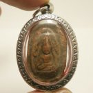 REAL THAI ANTIQUE DOUBLE BUDDHA AMULET KHUNPAEN STRONG LOVE APPEAL LUCKY PENDANT