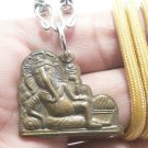 LORD GANESH GANESHA OM AOM GOD DEITY BRASS PENDANT HINDU SUCCESS AMULET NECKLACE