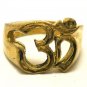 BRASS MEN RING OM AUM HINDU GOD TRIMURTI DEITY AMULET BLESSING SUCCESS NICE GIFT