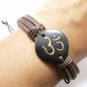 OM AUM SYMBOL HANDMADE ADJUSTABLE LEATHER BRACELET HINDU BLESS LUCKY CHARM GIFT