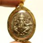 LORD GANESH GANESHA & OM OHM AUM GOD SIGN HINDU DEITY AMULET GOLD PLATED PENDANT