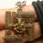 GANESHA LORD GANESH GOD AUM OM TRIMURTI HINDU BRASS AMULET RARE PENDANT NECKLACE