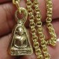 THAI BUDDHA AMULET 1983 LP NGERN WEALTH LUCKY RICH PENDANT GOLD PLATED NECKLACE