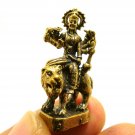 HINDU MINI BRASS AMULET MAA DURGA PARVATI KALI UMA DEVI RIDE LION GODDESS SHAKTI
