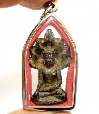 NAKPROK THAI ANTIQUE AMULET NAGA SNAKE STRONG PROTECTION BUDDHA BLESSING PENDANT