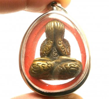 PIDTA PITTA CLOSE EYES BUDDHA LP KRON CRON THAI AMULET PENDANT LUCKY RICH GAMBLE