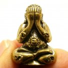 LP MOON THAI MINI BRASS AMULET PIDTA CLOSE EYE BUDDHA LIFE PROTECTION MAGIC YANT