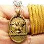 LP DERM BACK SINGHA THAI ANTIQUE BRASS COIN BUDDHA LUCKY SUCCESS AMULET PENDANT