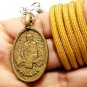 LP DERM BACK SINGHA THAI ANTIQUE BRASS COIN BUDDHA LUCKY SUCCESS AMULET PENDANT