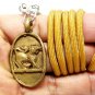 LP DERM BACK SINGHA THAI ANTIQUE BRASS COIN BUDDHA LUCKY SUCCESS AMULET PENDANT