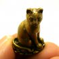 THAI MINI AMULET MAGIC LUCKY CAT STANDING ON GOLD MONEY THAI TINY BRASS TALISMAN