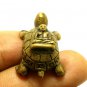 TURTLE THAI MINI BRASS AMULET LP NGERN MAGIC YANT BRING MONEY RICH LUCKY CHARM