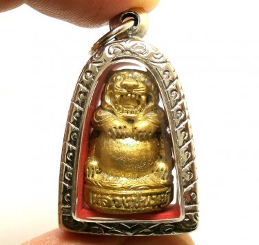 LP MOON TIGER BLESSED 1996 THAI MAGIC AMULET MIRACLE PENDANT LUCKY RICH SUCCESS