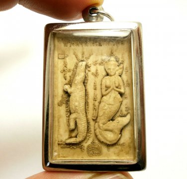 LADY MERMAID CROCODILE CALL MONEY & SARIKA MAGIC BIRD THAI BUDDHA AMULET PENDANT