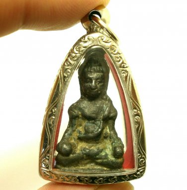 POWERFUL KHMER CAMBODIA METAL AVALOKITESVARA BUDDHA AMULET PENDANT SUCCESS RICH
