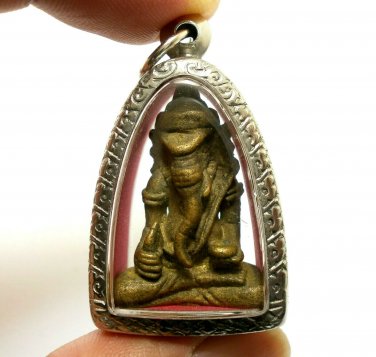 LORD GANESHA ANTIQUE BLESSED 1960S GANESH HINDU AMULET SUCCESS GOD LUCKY PENDANT
