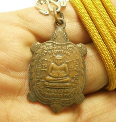 LP LEW BLESSED 1991 TURTLE REAL AMULET PENDANT MAGIC THAI LUCKY LIFE PROTECTION