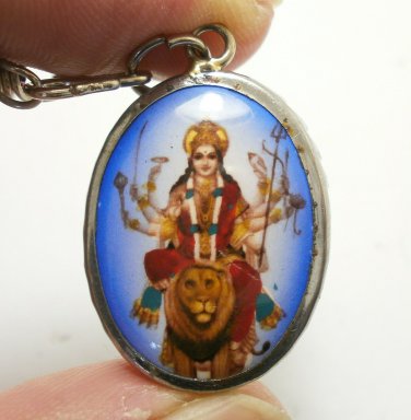 DURGA KALI KALIKA UMA DEVI GODDESS SHAKTI HINDU BLESS OM LOCKET PENDANT NECKLACE