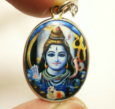 LORD SHIVA MAHADEV OM MAHADEVA GOD SIVA RUDRA BLESS 1980s HINDU LOCKET NECKLACE