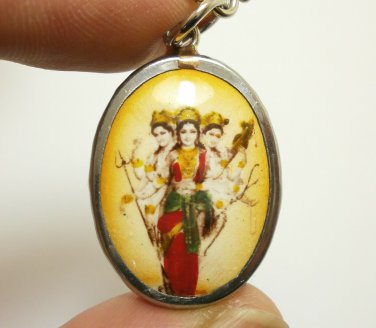 TRIDEVI Laxmi Saraswati Parvati Shakti Hindu Goddess Amulet Om Pendant Necklace