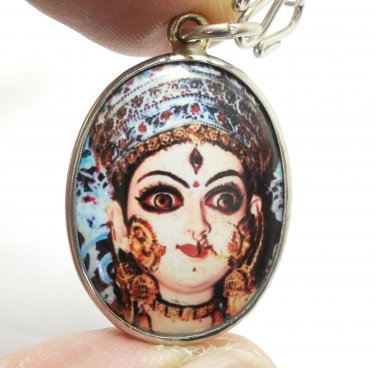 KALI DURGA PARVATI UMA DEVI 3 EYED AMBIKA GODDESS SHAKTI HINDU BLESS OM PENDANT