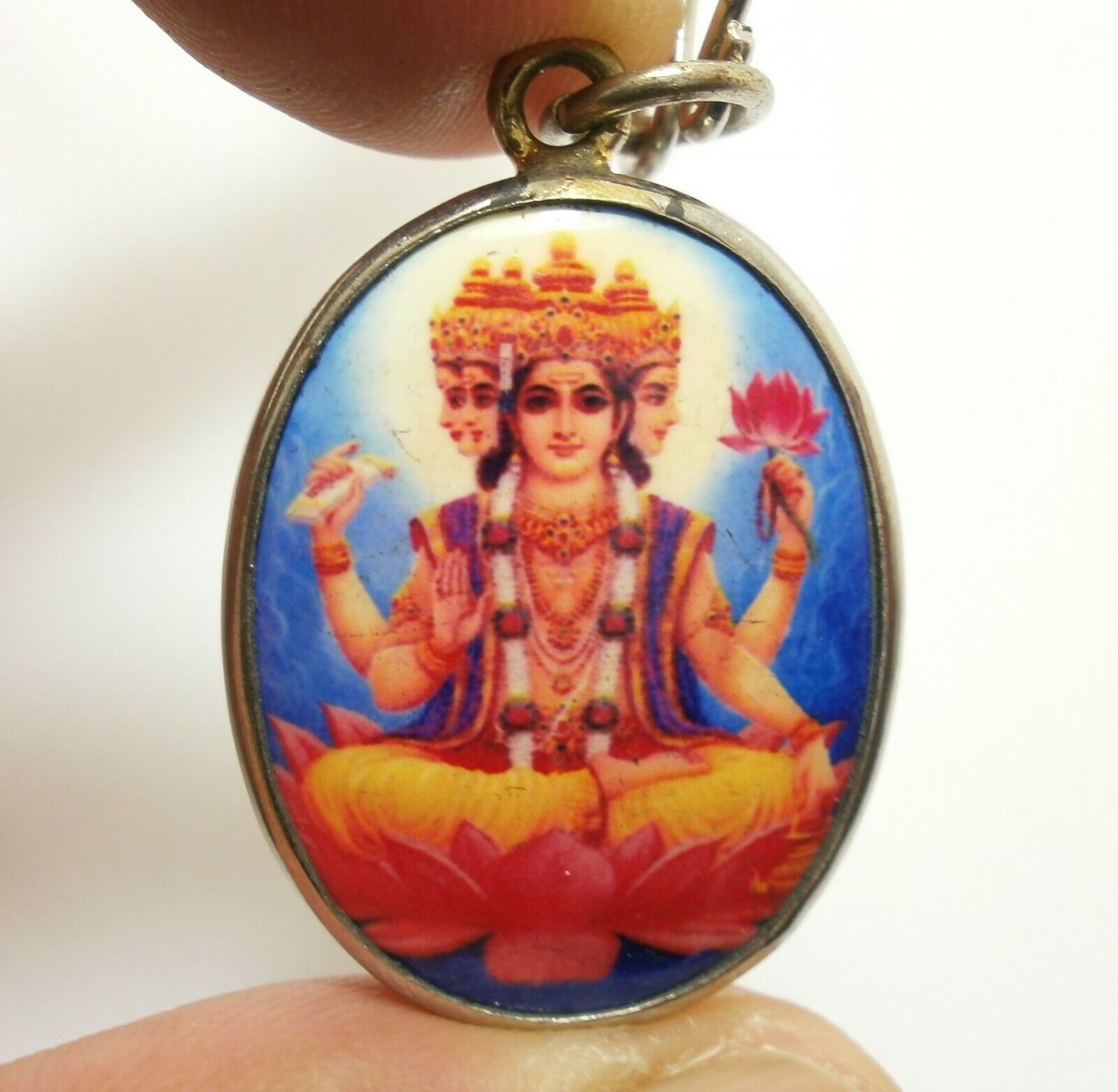 LORD BRAHMA 4 FACES GOD OF CREATION PHRA PHROM HINDU OM LOCKET PENDANT ...