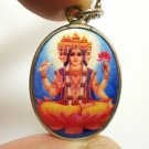 LORD BRAHMA 4 FACES GOD OF CREATION PHRA PHROM HINDU OM LOCKET PENDANT NECKLACE