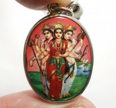 TRIDEVI Laxmi Saraswati Parvati Shakti Hindu Goddess TRISHAKTI Amulet Om Pendant