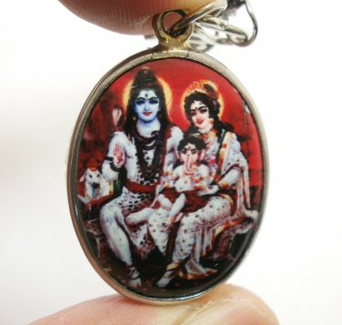 LORD SHIVA MAHADEV MAA PARVATI UMA AND GANESH GANESHA GOD FAMILY OM PENDANT GIFT