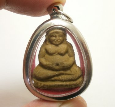 SANGKAJAI LP TOH BLESSED 1977 POO DOT MAGIC HAPPY BUDDHA PENDANT THAI LUCKY GIFT