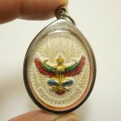 WHITE GARUDA PHAYA KRUT PHRA RAHU OM JUN THAI LOCKET MAGIC PROTECTION PENDANT