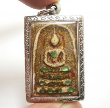 PHRA SOMDEJ GREEN STONE TAKRUT BLESS 1967 WAT RAKANG THAI BUDDHA AMULET PENDANT