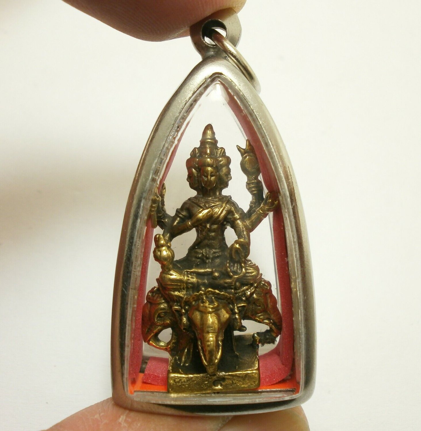 LORD BRAHMA PHRA PHROM TRIMURTI RIDE 4 FACES ERAWAN ELEPHANT HINDU LOCKET AMULET