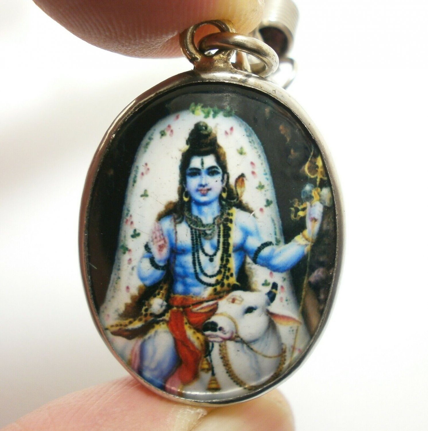 LORD SHIVA MAHADEV OM MAHADEVA GOD SIVA NANDI BLESS 1980s HINDU LOCKET ...