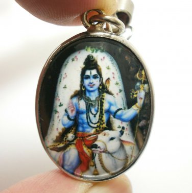 LORD SHIVA MAHADEV OM MAHADEVA GOD SIVA NANDI BLESS 1980s HINDU LOCKET NECKLACE