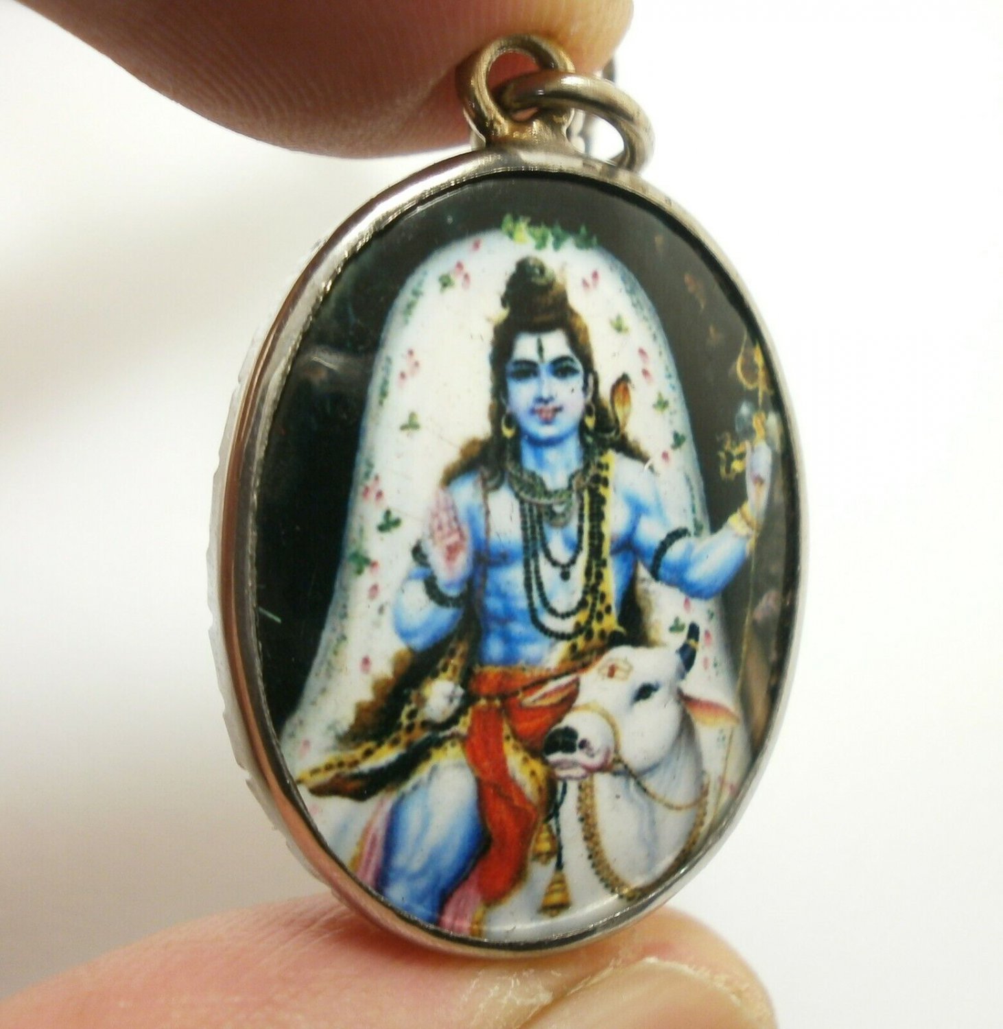 LORD SHIVA MAHADEV OM MAHADEVA GOD SIVA NANDI BLESS 1980s HINDU LOCKET ...