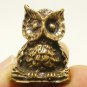 TINY OWL MAGIC BIRD THAI MINI BRASS AMULET RICH LUCKY BLESSED TALISMAN NICE GIFT