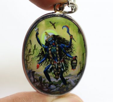MAHAKALI KALI BIG PENDANT KALIKA DURGA UMA DEVI GODDESS SHAKTI HINDU OM LOCKET
