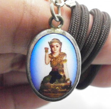 NANGKWAK BLESSED 1980s LADY CALL MONEY FORTUNE YANT THAI AMULET MAGIC NECKLACE