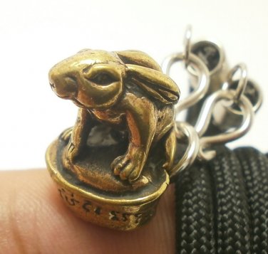 MAGIC RABBIT BUNNY HOLD MONEY LUCKY WEALTH RICH THAI REAL BLESS AMULET NECKLACE