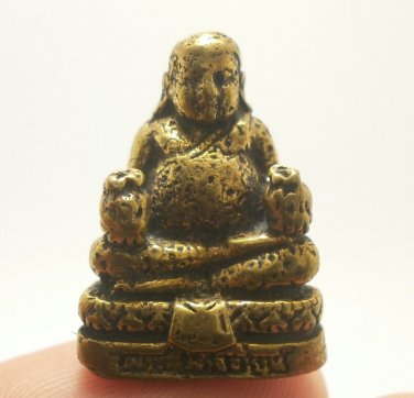 HAPPY BUDDHA MINI STATUE TINY THAI AMULET SANGKAJAI HOTEI BUDAI LUCKY MONEY RICH