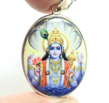 LORD VISHNU BIG PENDANT PRESERVER GOD DEITY HINDU MIRACLE AMULET NECKLACE LOCKET